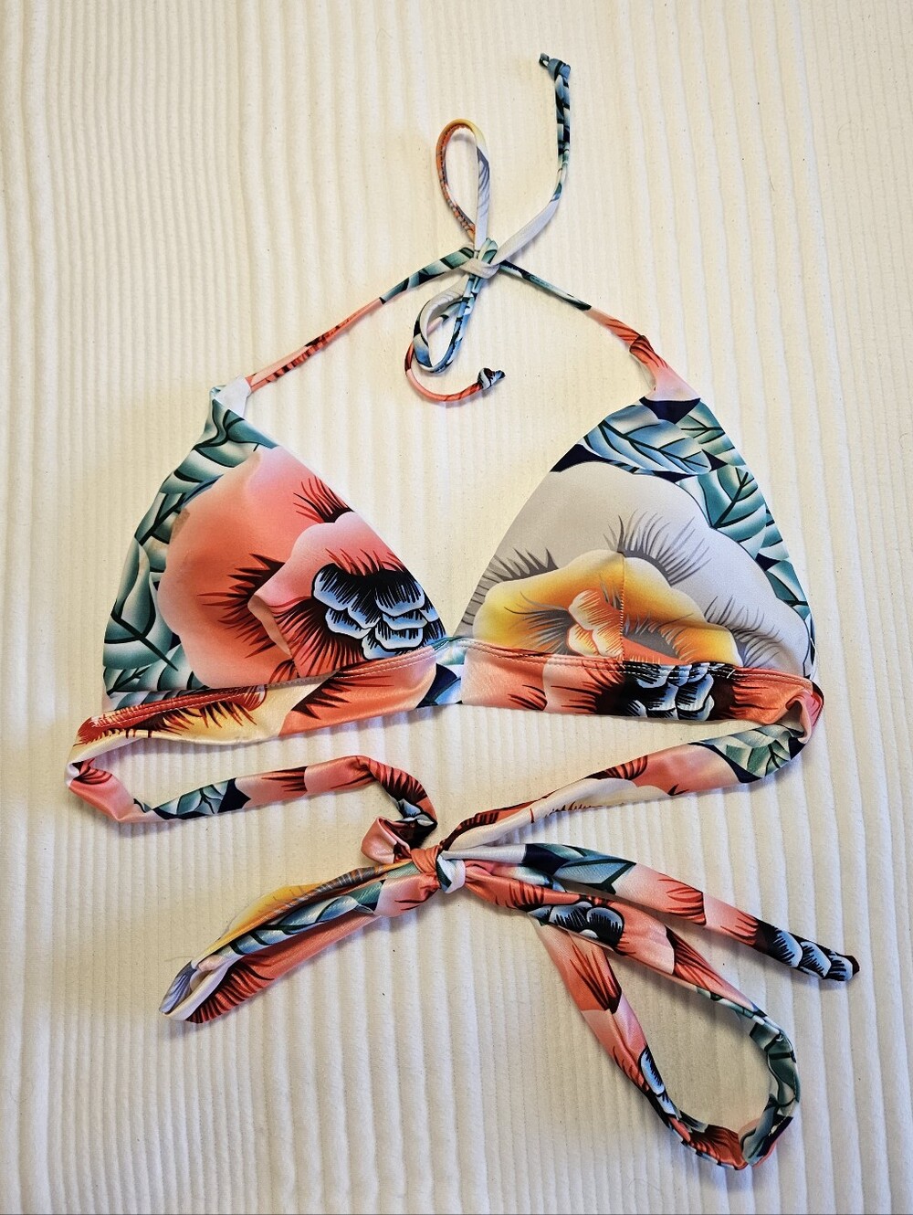 Tropical Floral Triangle Bikini Top